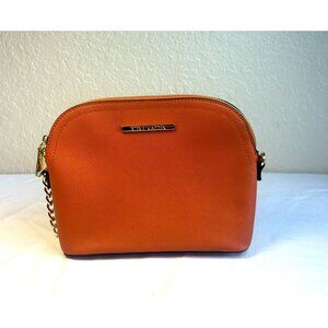 Steve Madden Crossbody Bag/Purse Orange with Gold Accents Chain Zipper Closure